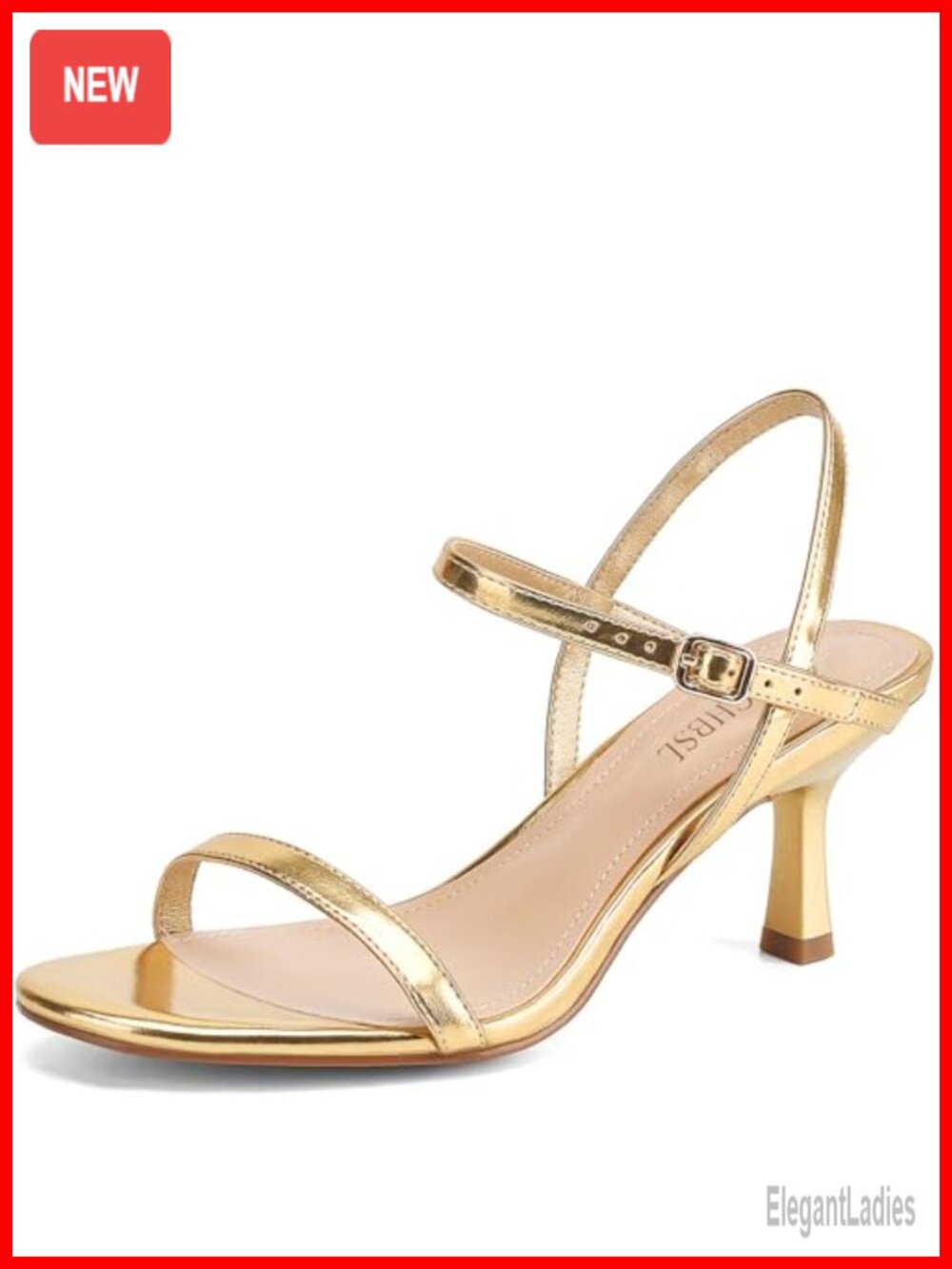 Kitten Heels for Women Round Open Toe Strappy Low Heeled Sandals